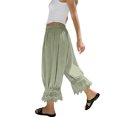 thumbnail image 5 of Yungyresw Women's Casual Bloomer Pants Ruffled Lace Trim Drawstring Lounge Pants Wide Leg Harem Pants Women With Pockets Light Green L, 5 of 7