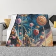 thumbnail image 1 of Fotbe Starry Sky Planet Lollipop Manta de Franela con Estampado, Manta Ultrasuave para Cama, Sofá, Auto, Hipoalergénica y Antibolitas-60"x50", 1 of 6