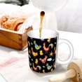 thumbnail image 3 of Yiaed Flowe Rooster Print Ceramics Coffee,Large Handle Design,Extra Large Tea and Coffee Cup for Office and Home Mugs, 3 of 6