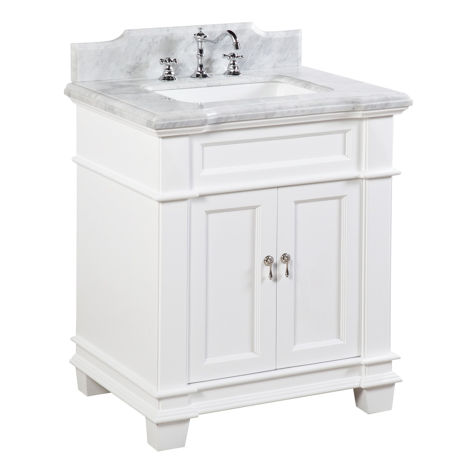 30 Bathroom Vanity With White Cabinet, 30 White Vanity With Carrara Marble Top