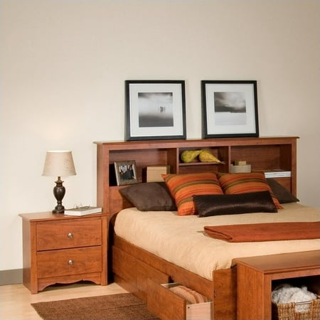 Prepac Monterey Cherry Double or Queen Bookcase Headboard 2 Piece Bedroom