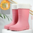 thumbnail image 7 of KEGIRLOM Women's Removable Lined Waterproof Comfortable Height-Increasing Heeled Mid-Calf Rain Boots Shoes For Fall And Winter. Pink Size 4.5, 7 of 7