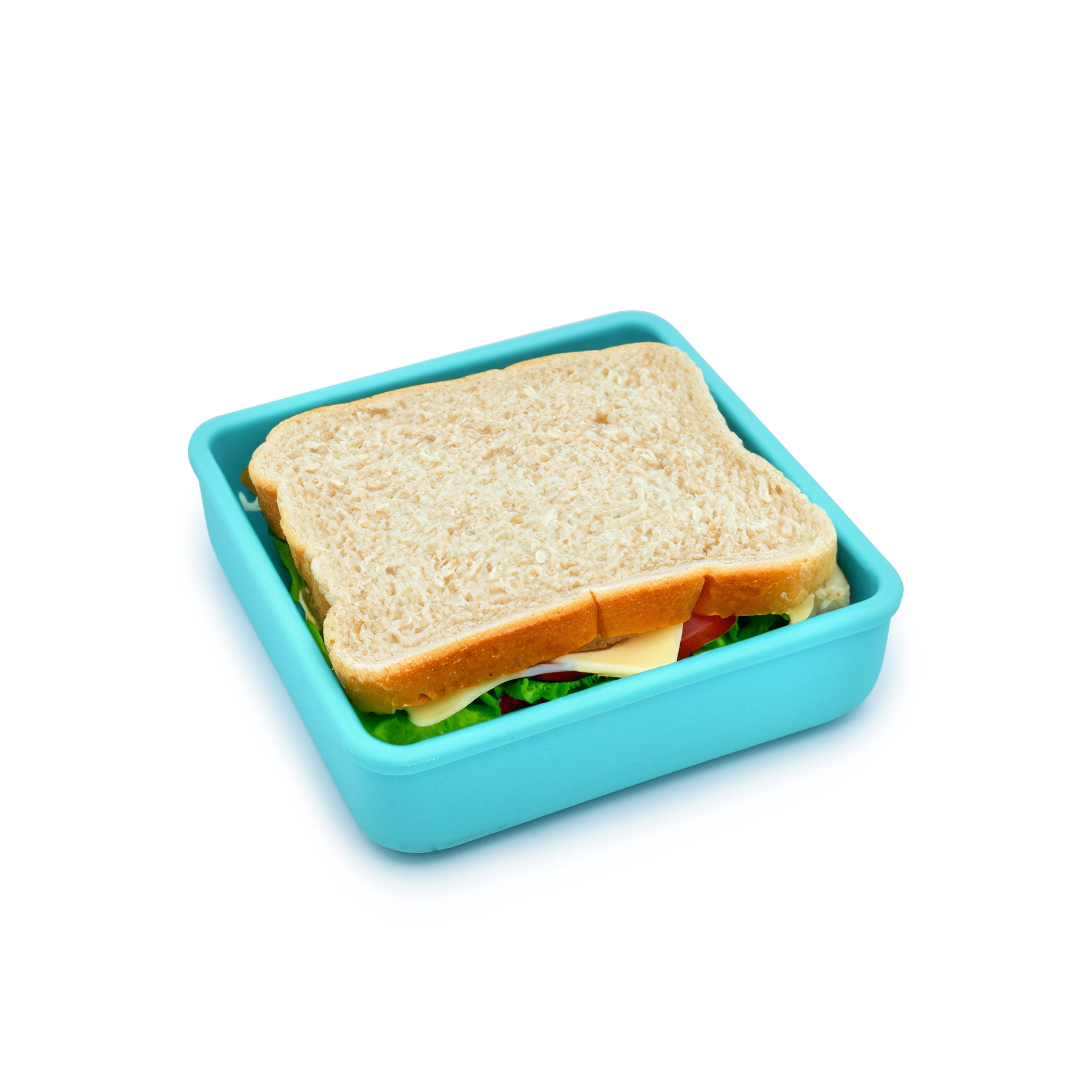Melii Silicone Sandwich Food Storage Container, Reusable Leak-Resistant Lunch Container, Blue