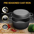 thumbnail image 5 of 2-in-1 Pre-Seasoned Cast Iron Dutch Oven Pot with Skillet Lid Cooking Pan, Cast Iron Skillet Cookware Pan Set with Dual Handles Indoor Outdoor for Bread, Frying, Baking, Camping, 7QT, 5 of 7