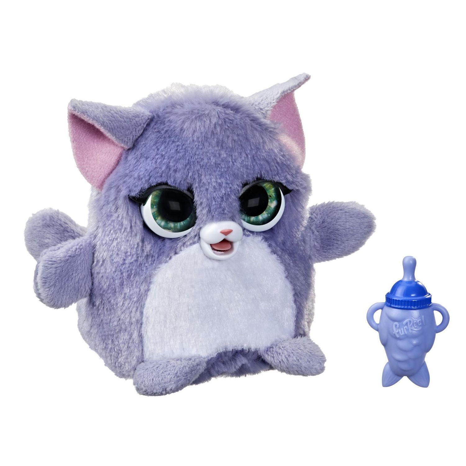 チャイルドブレッスル furReal Fuzzalots Kitty Color-Change Interactive Feeding Toy