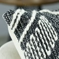 thumbnail image 4 of 16" Throw Pillow Cover with White on Black Tribal Pattern and Corner Tassels, Black & White, 4 of 6
