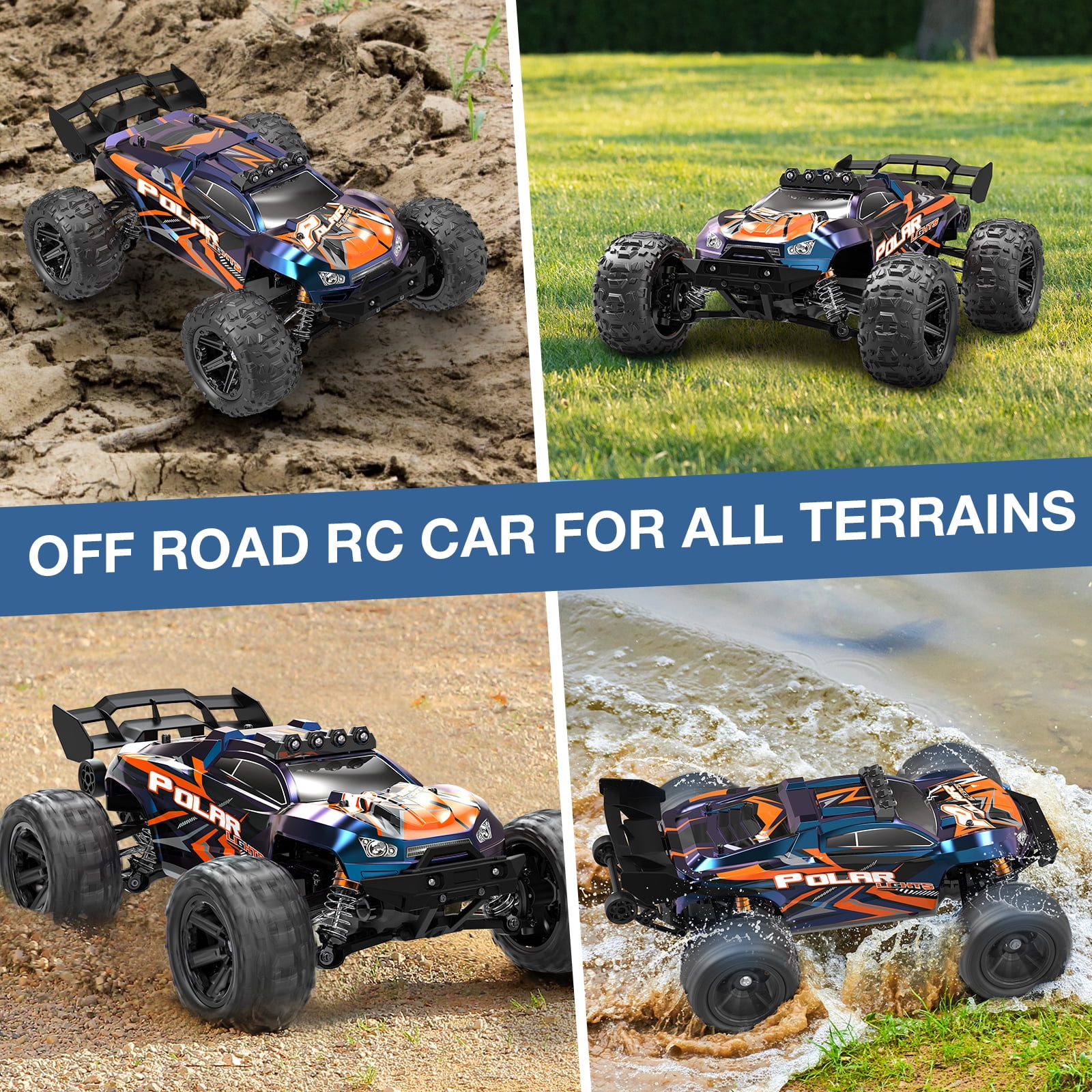AUOSHI 1:14 Fast RC Toy Car,40+MPH Remote Control Off-Road Truck with Full Metal Drivetrain, 4WD All-Terrain, 2 Batteries, 70 Min Runtime, LED Lights, Waterproof – Great Gift for Kids, Teens & Adults