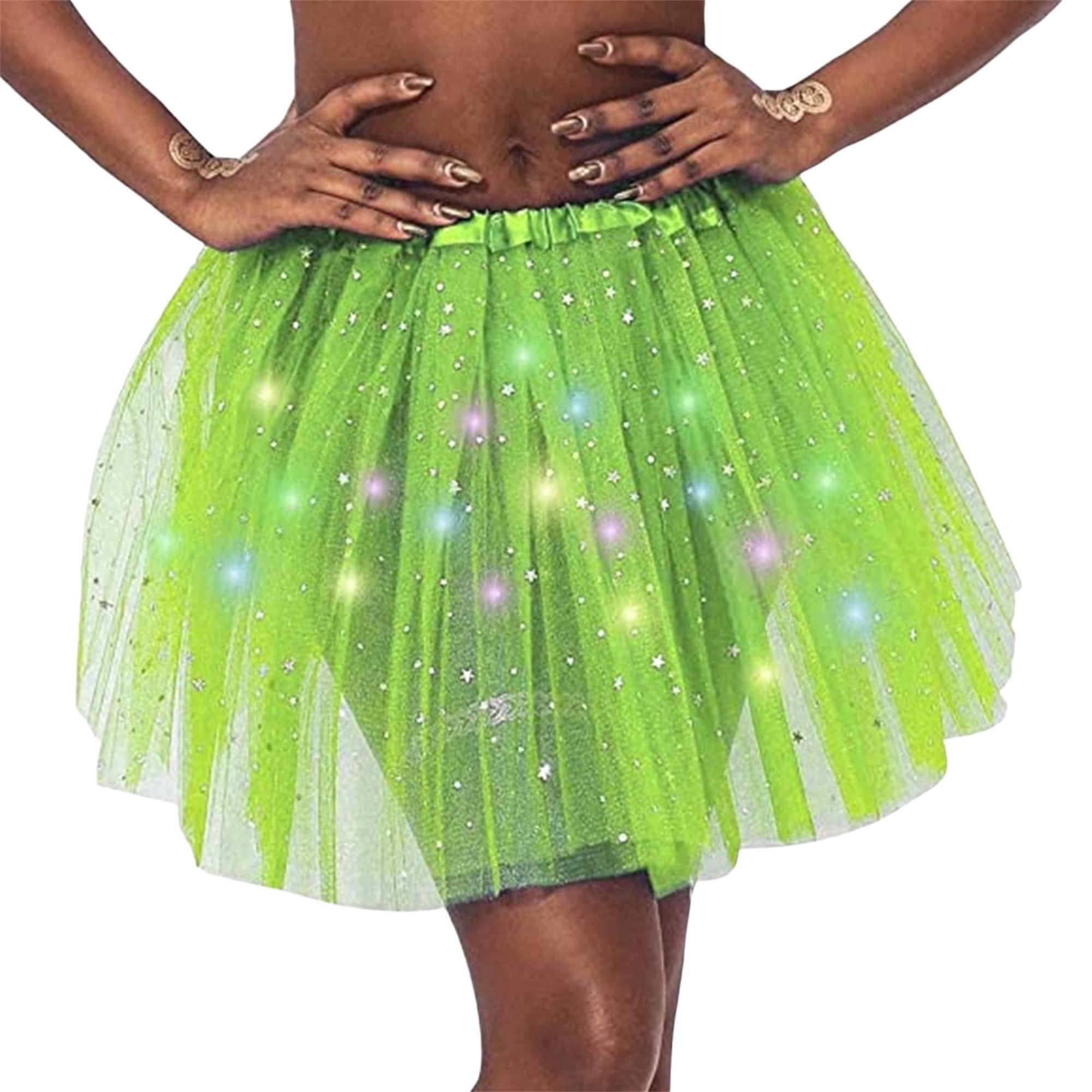 Sunisery Women's LED Skirt Light Up Star Dance Skirts Layered Ballet Elastic Mesh Tulle Party Carnival Christmas Halloween Costume - Walmart.com
