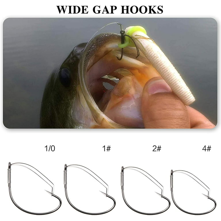 50 Pieces Weedless Fishing Hooks Wacky Worm Hooks Wide Rig Fishing Hooks  Carbon Steel Fishing Wacky Worm Hooks for Soft Worm Baits 