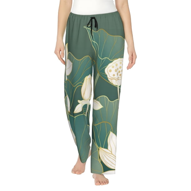 Balery Lotus Golden Line Pantalones de pijama para mujer, pijamas ultraligeros, pantalones de estar por casa-Medium