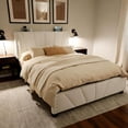 thumbnail image 3 of CHENZM Full Size Bed Frame, Velvet Bed Frame with Headboard and Led Light, Platform Bed Frame for Bedroom Apartment, Dorm, Noise-Free, Easy Assembly, Beige, 3 of 10