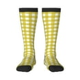 thumbnail image 2 of Picia Women Crew Soft Moisture-wicking Socks Yellow Checkboard Pattern Design Cotton Socks, One Size fit All, 2 of 9