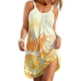 thumbnail image 1 of Daeful Robe Midi à Bretelles Robe Ligne A Femmes Décontractée Imprimé Floral Jaune Fleurs m, 1 of 9