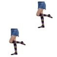 thumbnail image 3 of Calcetines hasta la rodilla Qarigey 1 par Rayas negras Cómodo Cálido, 3 of 6