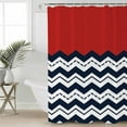 thumbnail image 2 of Black Chevron Shower Curtains for Bathroom Waterproof Fabric Bath Curtains Decor Bath Tub Curtain Geometric Navy Blue White Sea Wavy Striped Decorative Shower Curtain Sets with 12 Hooks, 72x72 Inch, 2 of 6
