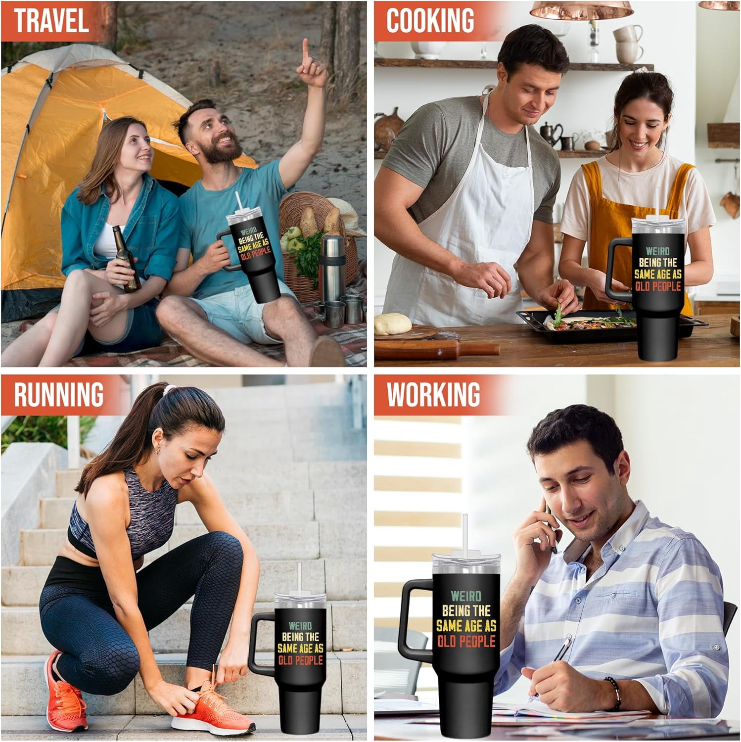 Birthday Gifts For Men Women - 40 Oz Stainless Steel Insulated Tumbler With Handle And Straw - Father's Day Birthday Gifts For Him Dad Grandpa Husband