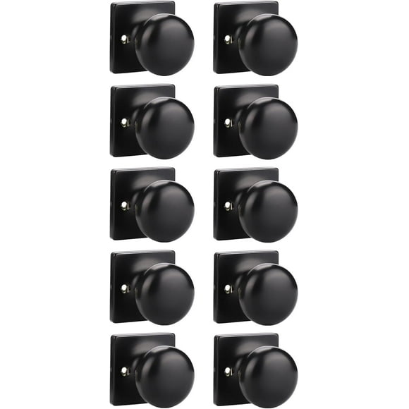 SHIQI-10 Pack Single Dummy Door Knobs Matte Black Interior Dummy Knobs for French Doors Round Door Knobs Stainless Steel Door Pull