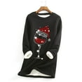 thumbnail image 1 of MHFRRA Hauts à Manches Longues pour Femmes Automne et Hiver Noël Rouge Verre Imprimé Col Rond Chandail Manches Longues Plus Velours sous-Vêtements Thermiques Haut m, 1 of 3