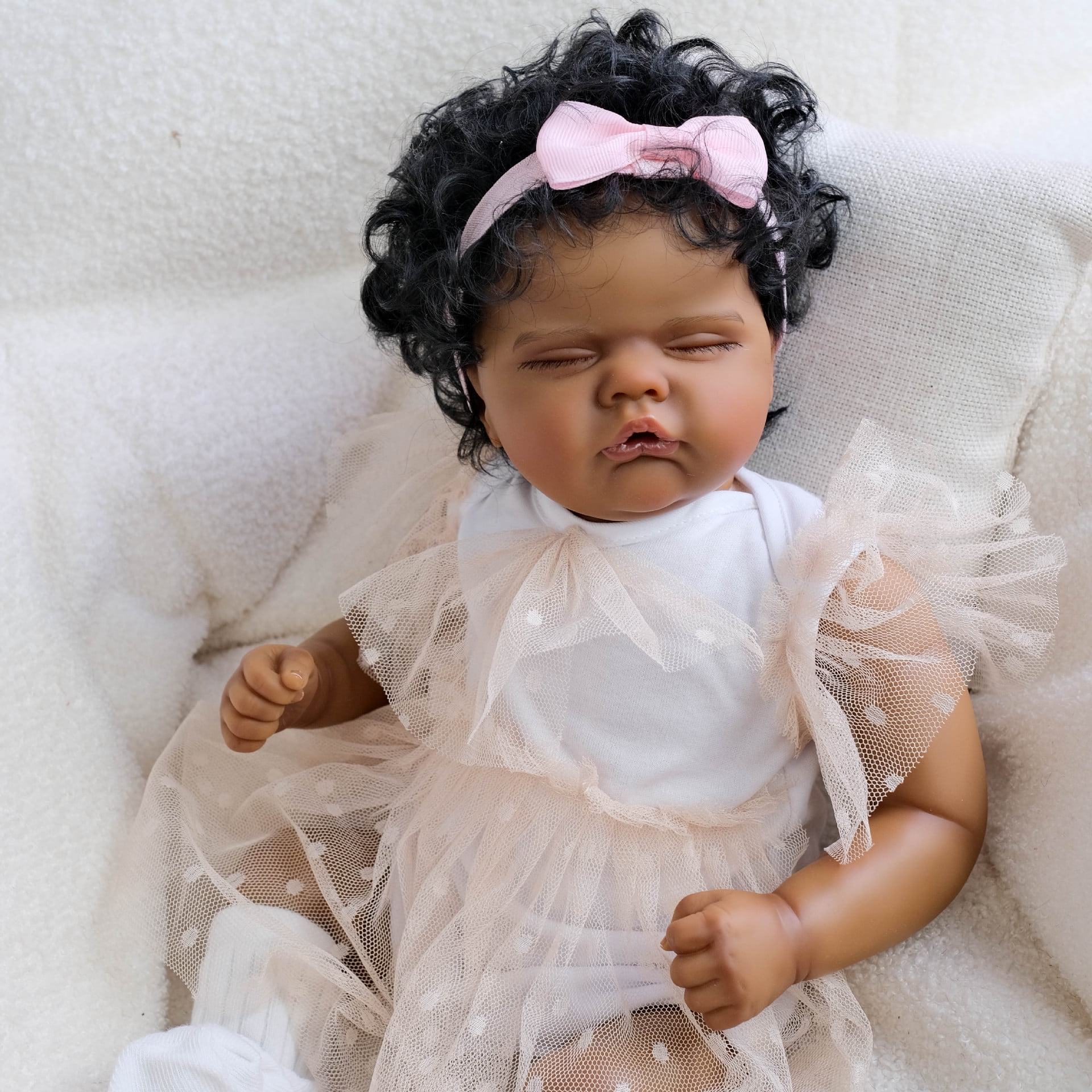 Reborn Baby Dolls Black - 18 Inch African American Handmade Realistic Newborn Baby Doll, Real Baby Reborn with Accessories & Gift Box for Kids Age 3+