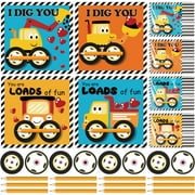 Ctosree 24 Packs Construction Party Favors Bulk Construction Valentines Cards Stationery Set Mini Car Wheel Erasers Stick Notes Pencils Exchange Gift Game Prizes Tractor Party Supplies ALT1
