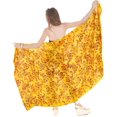 thumbnail image 3 of HAPPY BAY Women's Beachwear Summer Bikini Wraps Beach Wrap Sarong Skirt Swimsuit Swimwear Coverups Bathing Suit Swim Cover ups for Womens One Size Gold, Floral, 3 of 5