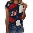 thumbnail image 1 of T-Shirts du 4 Juillet pour Femmes, T-Shirts Graphiques Mignons pour la Journée de l'Indépendance, Manches Courtes Décontractées Col Rond Tops d'Été 2023, 1 of 7