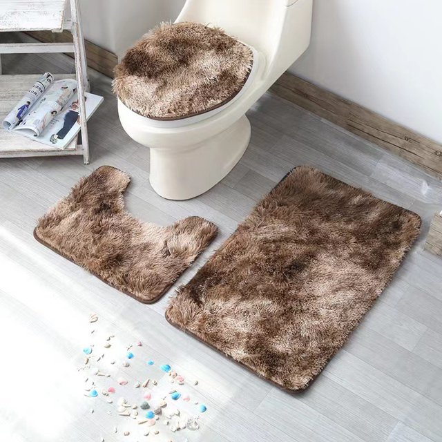 Xiao Hua 2 juegos de alfombrillas antideslizantes para inodoro y baño, juego de tres piezas de almohadillas para inodoro, alfombrilla de baño absorbente, limpia y reutilizable para ducha (café).