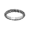 thumbnail image 3 of 925 Sterling Silver Oxidized Platinum Plated Oxidized Bali Band Women Valentines Day Gifts Ring, 3 of 4