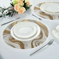 thumbnail image 6 of Round Placemats Set of 4 Heat Resistant Washable Kitchen Table Decorations 15.4in Gold and White Marble, 6 of 7
