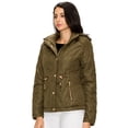 thumbnail image 2 of Made by Johnny Women's Lightweight Quilted Zip-Up Jacket with Hoodie XL OLIVE, 2 of 4