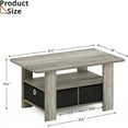 thumbnail image 2 of Coffee Table for Living Room, Modern Center Tables with Storage Bin, 2-Tier Coffee Table for Living Room Apartment Home Office Oak Grey/Black., 2 of 12