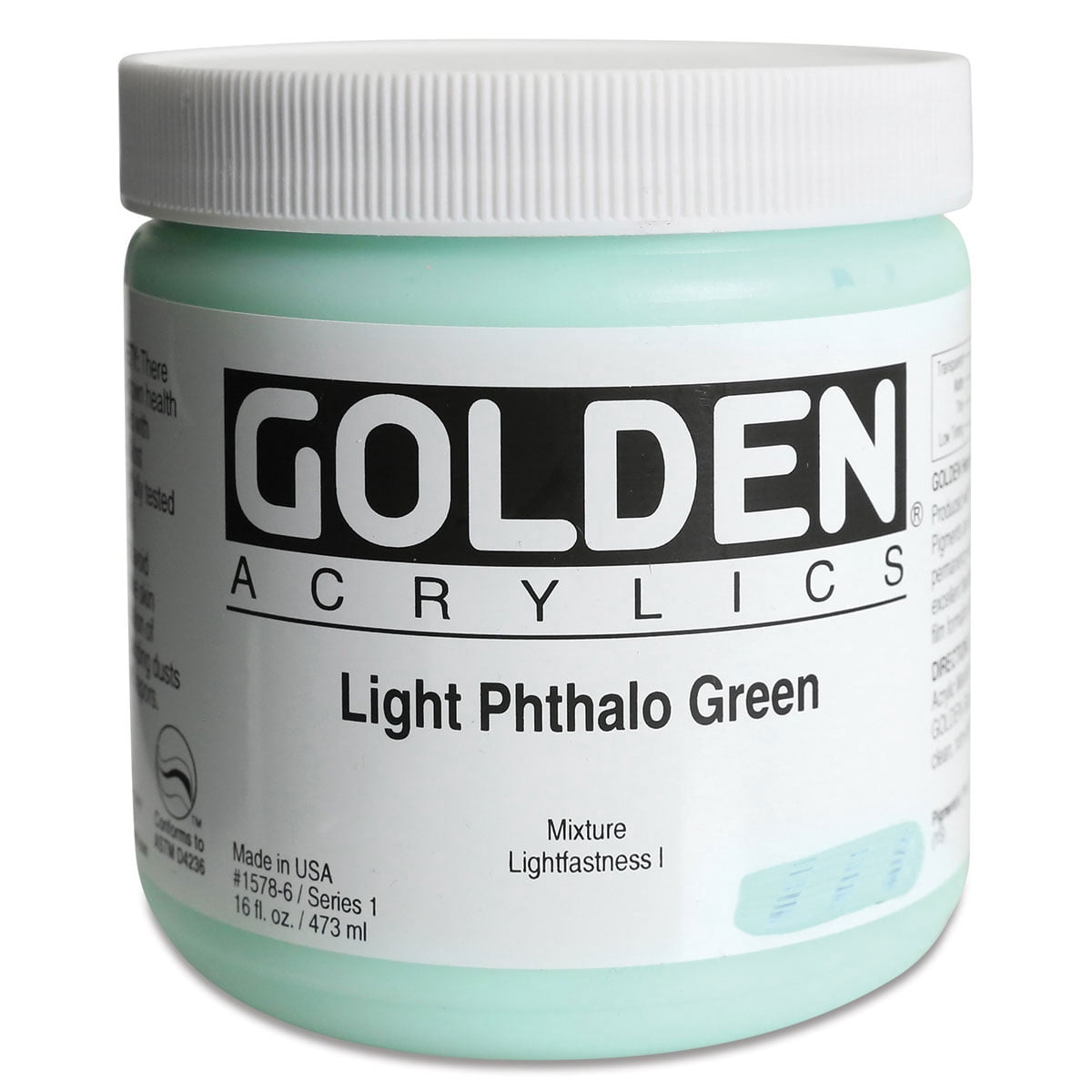 Golden Heavy Body Artist Acrylics - Light Phthalo Green, 16 oz