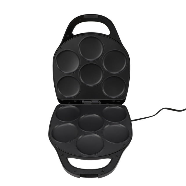 Mini Pancake Maker, Non Stick Plates, Makes 6 Pancakes At Once with Dual Sided Heating for Even Cooking, Intelligent Temperature Control for Breakfast, Snacks, and Desserts