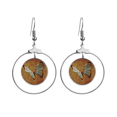 thumbnail image 1 of Flax butterfly tradition design embroidery Earrings Dangle Hoop Jewelry Drop Circle, 1 of 3