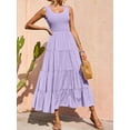 thumbnail image 4 of Womens Smocked Sleeveless Tiered Long Dresses, 4 of 13