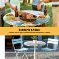 thumbnail image 6 of Elastic Fitted Round Tablecloth, Teal Blue Coastal Waterproof Stretch Table Cover for 55"-60" Tables, Summer Beach Starfish Shell Coral Nautical Washable Outdoor Tablecloths for Patio, Picnic, 6 of 9