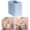 thumbnail image 3 of Estante organizador de de Montaje en pared doble Sin pegamento Adsorción de PP Almacenamiento de maquillaje Dispensador Taza Azul, 3 of 9