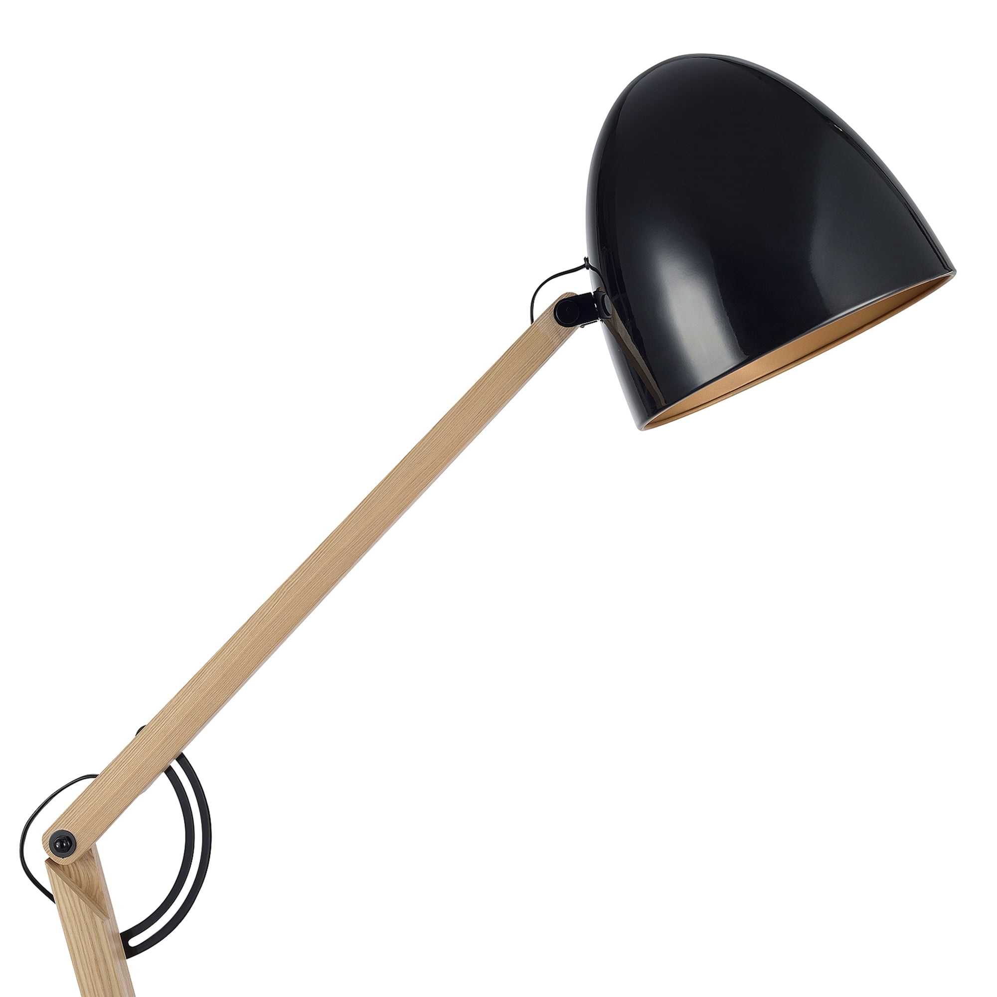 Teamson Home Floor Lamp Wooden/Metal Adjustable Brown/Black Bastone VN-L00026-A
