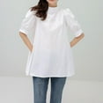 thumbnail image 6 of Uaswgudfs Women's Puff Sleeve High Collar Blouse: Relaxed Fit Breathable Top with Elegant Spring/Summer Design & Soft Fabric White M, 6 of 8