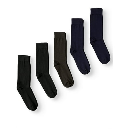 George Men's Cotton Flat Knit Crew Socks, 5-Pack