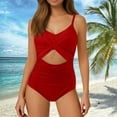 thumbnail image 1 of WILLBEST Traje de Baño Corto para Mujer, Traje de Baño de Cintura Alta con Recortes, Cruzado con Lazo En La Espalda, Traje de Baño de 1 Pieza, 1 of 4