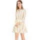 thumbnail image 2 of Allegra K Vestido Mini Estampado Floral Cuello Con Volantes Casual Para Mujeres Blanco L Unique Bargains ajustado, 2 of 7