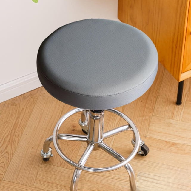 Funda impermeable de piel sintética para taburete de bar redondo | Protector de asiento con banda elástica | 35 x 35 cm | Negro, beige, marrón, morado y gris