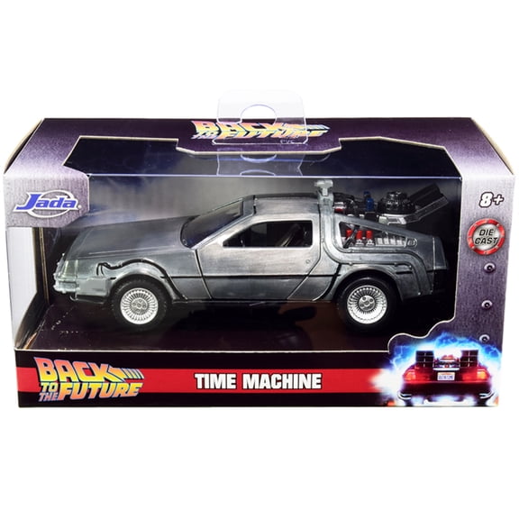 DeLorean DMC (Time Machine) Brushed Metal "Back to the Future Part I" (1985) Movie "Hollywood Rides" Series 1/32 Diecast Model Car by Jada
