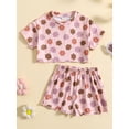 thumbnail image 2 of Coduop Toddler Girls Summer 2PCS Shorts Sets Short Sleeve Crop T-shirt and Floral Shorts Outfits, 2 of 7