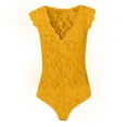 thumbnail image 5 of FRSASU Plus size clearance Women's Slim Lace V-Neck Sleeveless Bodysuit Bodysuit Yellow 10(XL), 5 of 5