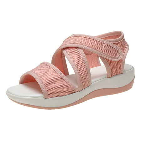 

OAVQHLG3B Wedge Sandals for Women Clearance Comfortable Women s Mesh Casual Shoes Lightweight Platform Wedges Ladies Sandals