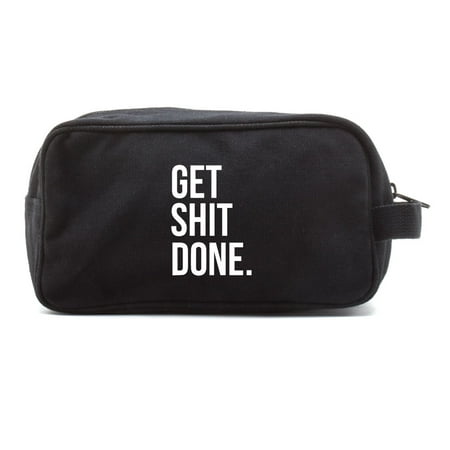 Get Sh*t Done Text Canvas Dual Two Compartment Travel Toiletry Dopp Kit Bag (Best Mens Toiletry Bag 2019)