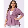thumbnail image 2 of DARING DIVA Women's Plus Peplum Notch Panel Collar Casual Blazers Purple 1X, 2 of 6
