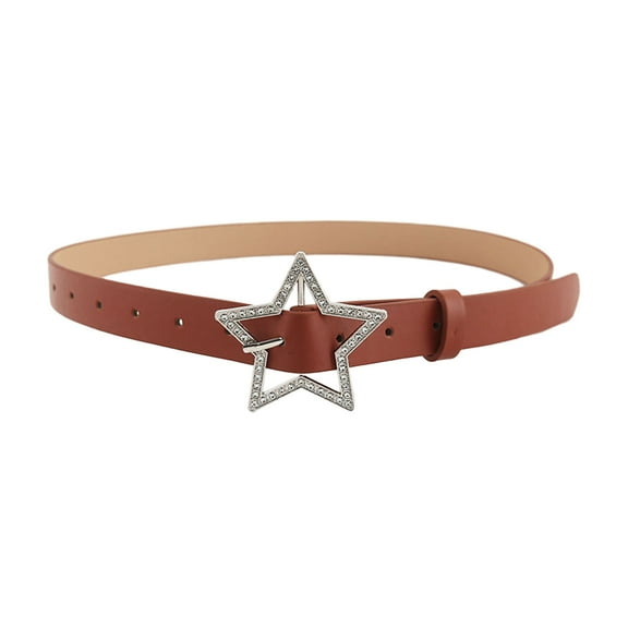 HUANLEDASH Faux Leather Women Waistband Sparkling Rhinestone Star Buckle Belt Retro Bride Decoration Accessories